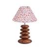 Devansh Printed Cotton Table Lamp With Wood  Pebble Lamp  (10X10X15) Inches