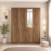 Julian Engineered Wood 4 Door Mirror Wardrobe In Walnut Finish