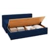 Marteen 3 Seater Velvet Pull Out Sofa Cum Bed in Navy Blue Color With Storage