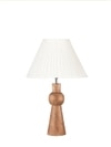 Devansh Off-White Cotton Vintage Straight Pleated   Lamp With Wood Base (12X19.25)