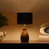 Devansh Black Cotton Table Lamp With  Wood Natural Base (7X13 Inches)-3