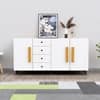 Hexa Red Multipurpose Storage Cabinet With 4 Drawer 3 Door in Giant Wood And Frosty White Colour