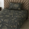 Dark Green Floral 210 TC Mix Cotton Flat Single Bed Size Bedsheet With 1 Pillow Cover From Threads
