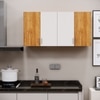 4 Doors Modular Wall Mounted Kitchen Cabinet With Adjustable Shelf In Highland Pine Finish