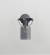 Bravo Single Light Wall Fitting In Black Finish Metal With Smoke Glass