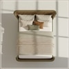Heritage Cane Upholstered King Size Bed in Linen With Oak wood Frame
