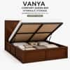 Vanya Solid Wood Comfort Queen Bed Hydraulic Storage Provincial Teak Finish Mattress 60 x 78 Inches
