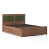 Ritz Solid Wood Queen Size Bed With Hydraulic Storage (Amber Walnut Finish)