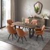 Aero Solid Wood 6 Seater Dining Table With 6  Wella Dining Chairs (Finish : Danish Walnut, Chair Colour : Terracotta)
