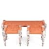 Hamilton Sheesham Wood Vintage 3 Seater Maachi Balcony Bench with 2 Stools in Orange Rope Canning