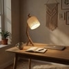 Emphasis Wooden Table Lamp with Brown Base and Yellow Fabric Lampshade