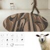 Handmade Round Wool Rug Modern Abstract Brown Charcoal 7 Feet Carpet
