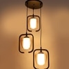 Eliante Hanging Lights, Champaign Glass Shade, Mild Steel And Wood, 3 Bulbs