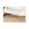 Belmont Sheesham Wood Mid Century 3 Seater Bench With Metal Legs In Beige Fabric
