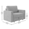 Alfon 1 Seater Velvet Pull Out Sofa Cum Bed with Storage In Grey
