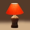 Devansh Conical Orange Cotton Shade Lamp With Wood & Mosaic Glass Base For Decoration/Office/Home/Gifting/Study For Decoration/Office/Home/Gifting/Study -(10X10X14.5) Inches -A