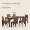 Atlas Crest Storage Solid Wood 6 Seater Dining Table With 6 Atlas Dining Chairs (Finish : Danish Walnut, Chair Colour : Avocado Green)