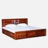 Rangrez Sheesham Wood King Size Bed in Honey Oak Finish with Box Storage