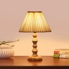 Devansh Off-White Cotton Vintage Straight Pleated   Lamp With Wood Base  (12X12X17)