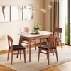 Lunar Solid Wood and Carrara White 4 Seater Dining Table in Honey Finish