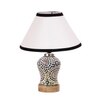 Devansh Conical White & Black  Cotton Shade Lamp With Wood & Mosaic Glass Base For Decoration/Office/Home/Gifting/Study For Decoration/Office/Home/Gifting/Study -(10X10X14.5) Inches -A