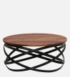 Ainaro Metal Round Coffee Table In Honey Oak Finish