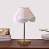 Devansh Off-White Cotton Vintage  Lamp With Natural  Wood Base  & Steel Pipe  (12X19.25)