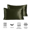 Stoa Paris Satin Pillow Covers,  Premium Plain Pillow Cover Set of 2, 68L x 45W cms - Olive Oasis