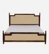 Domino Solid Wood King  Size Bed With Box Storage (Provincial Teak Finish, Beige Colour)