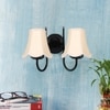 Devansh Dual Black Metal  Wallmounted Lamp With Cotton Off-White Shade