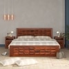 Diamond Box and Drawers Storage King Bed in Honey Finish