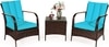 Carry Bird Wicker Patio Furniture Outdoor Balcony Chairs In Brown And Sky Blue Colour