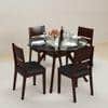 Wesley - Cabalo (Leatherette) 4 Seater Round Glass Top Dining Table Set (Colour- Black, Finish- Dark Walnut)