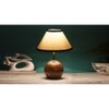 White & Black cotton with Natural Wood Table Lamp