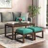Avril Rectangular Solid Wood Coffee Table In Mango Walnut Finish and in Lagoon Green Colour