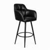 Doe Buck Luxury Faux Leather Counter Height Bar Stool in Black Colour