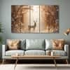 The Castle Decor Golden Deer Wall Painting Wooden Framed Digital Painting 27x48 Inch (Style 2)