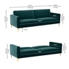 Calisa 3 Seater Velvet Sofa Cum Bed in Teal Blue colour