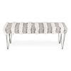 Belmont Sheesham Wood Mid Century 3 Seater Bench With Metal Legs In Grey Fabric