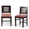 Rosslyn Sheesham Wood Set of 2 Dining Chairs in Mahogany Finish & Coral Pink Velvet Cushion Seat