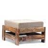 Amber Sheesham Wood Foot Stool in Teak Finish with Jute Beige Cushion
