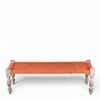 Hamilton Sheesham Wood Vintage 3 Seater Maachi Balcony Bench with 2 Stools in Orange Rope Canning