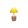 Yellow cotton with White Brushed Wood Table Lamp