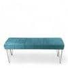 Belmont Sheesham Wood Accent 3 Seater Bench With Metal Legs In Turquoise Sea Velvet