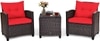 Carry Bird Wicker Patio Furniture Outdoor Balcony Chairs In Brown And Red Colour