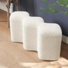 Wooden Twist Molecule Boucle Upholstered Ottoman Bench in White Colour