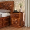 Diamond Solid Wood Bedside Table in Honey Finish