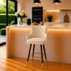 Doe Buck Nolen Upholstered Bar Stool in Beige Colour with Gold Tip Legs