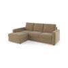 Apollo Compact Sofa (Colour : Fawn Velvet, Cushion : Hard, Back Type : Regular, Seating Capacity : Left Aligned 2 Seater + Left Aligned Chaise + Ottoman)