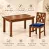 Globally Indian Taranga Solid Sheesham Wood 4 Seater Dining Table Set 4 Chairs Navy Blue